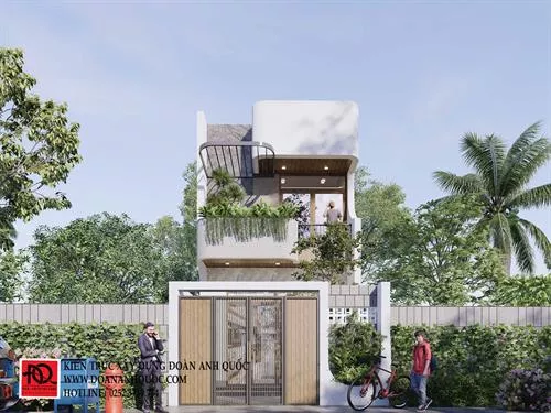Thiết kế mẫu nhà phố hiện đại 1 trệt 1 lầu tại Tuy Phong - Bình Thuận