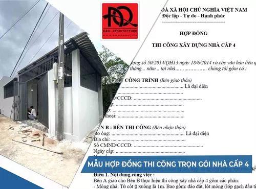 Công ty TNHH Kiến trúc Xây dựng Đoàn Anh Quốc - Mẫu hợp đồng thi công hoàn thiện nhà cấp 4 Phan Thiết 