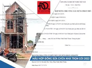 Mẫu hợp đồng xây dựng phần thô nhà ở Phan Thiết