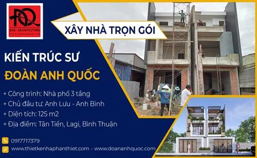 Công ty TNHH Kiến trúc Xây dựng Đoàn Anh Quốc - Xây nhà Phan Thiết mẫu nhà phố 1 trệt 2 lầu tại Lagi Bình Thuận