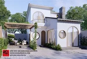 NHÀ CẤP 4 GÁC LỮNG TRẮNG VỚI CỬA VÒM TRÒN - SỰ KẾT HỢP TUYỆT VỜI