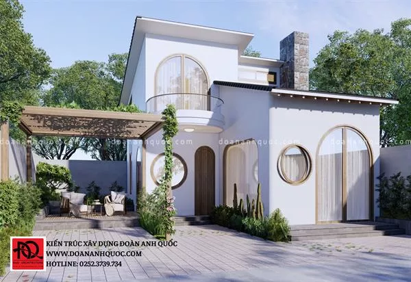 Xây nhà trọn gói Phan Thiết | Công ty Kiến trúc - Xây dựng Đoàn Anh Quốc . NHÀ CẤP 4 GÁC LỮNG TRẮNG VỚI CỬA VÒM TRÒN - SỰ KẾT HỢP TUYỆT VỜI
