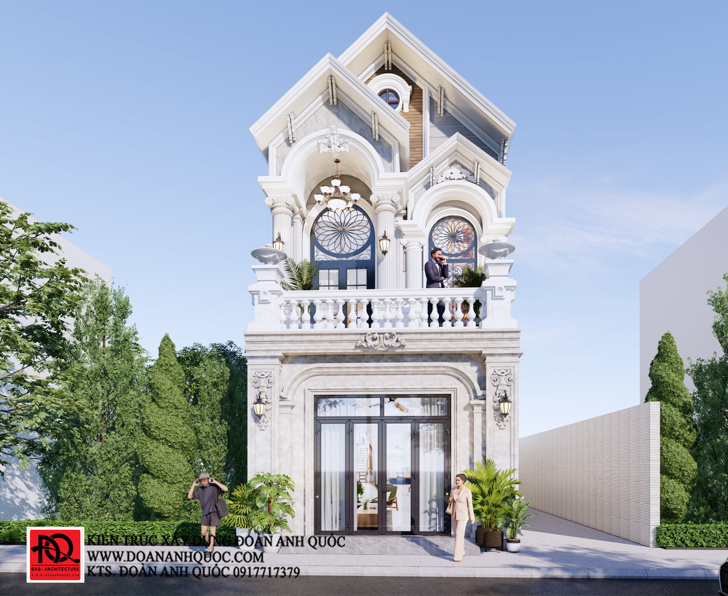 Xây nhà trọn gói Phan Thiết | Công ty Kiến trúc - Xây dựng Đoàn Anh Quốc . Xây dựng trọn gói nhà phố tân cổ điển mái thái 1 trệt 1 lầu 6x15m tại Phan Thiết