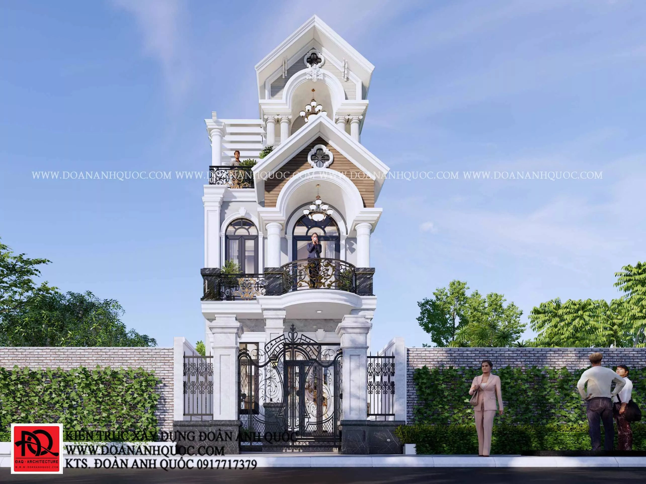 Mẫu nhà phố 3 tầng Tân cổ điển 5x15m full nội thất đẹp lung linh