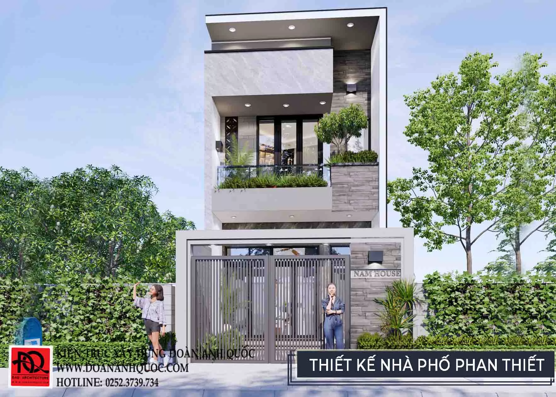 Thiết kế nhà phố 2 tầng đẹp tại Phong Nẫm Phan Thiết