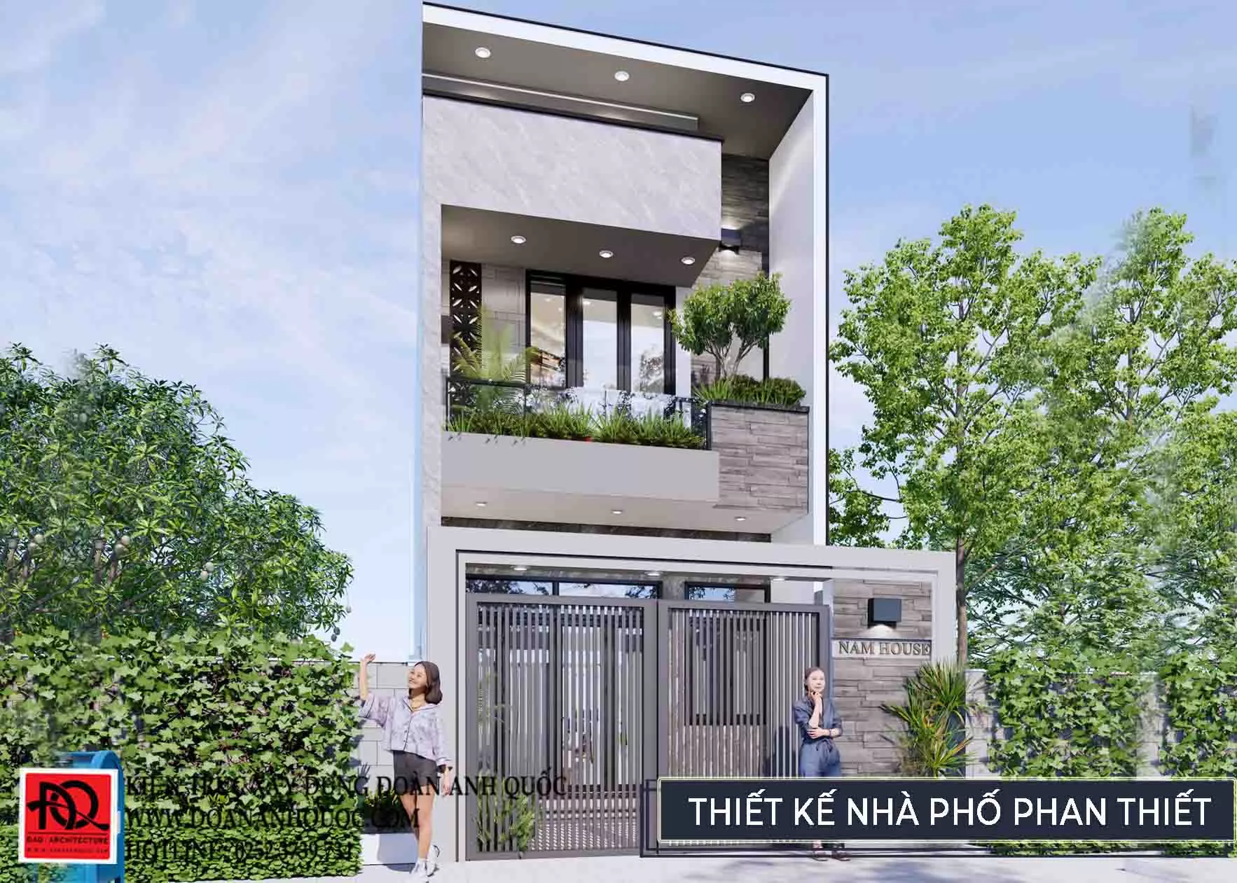 Thiết kế nhà phố 2 tầng đẹp tại Phong Nẫm Phan Thiết