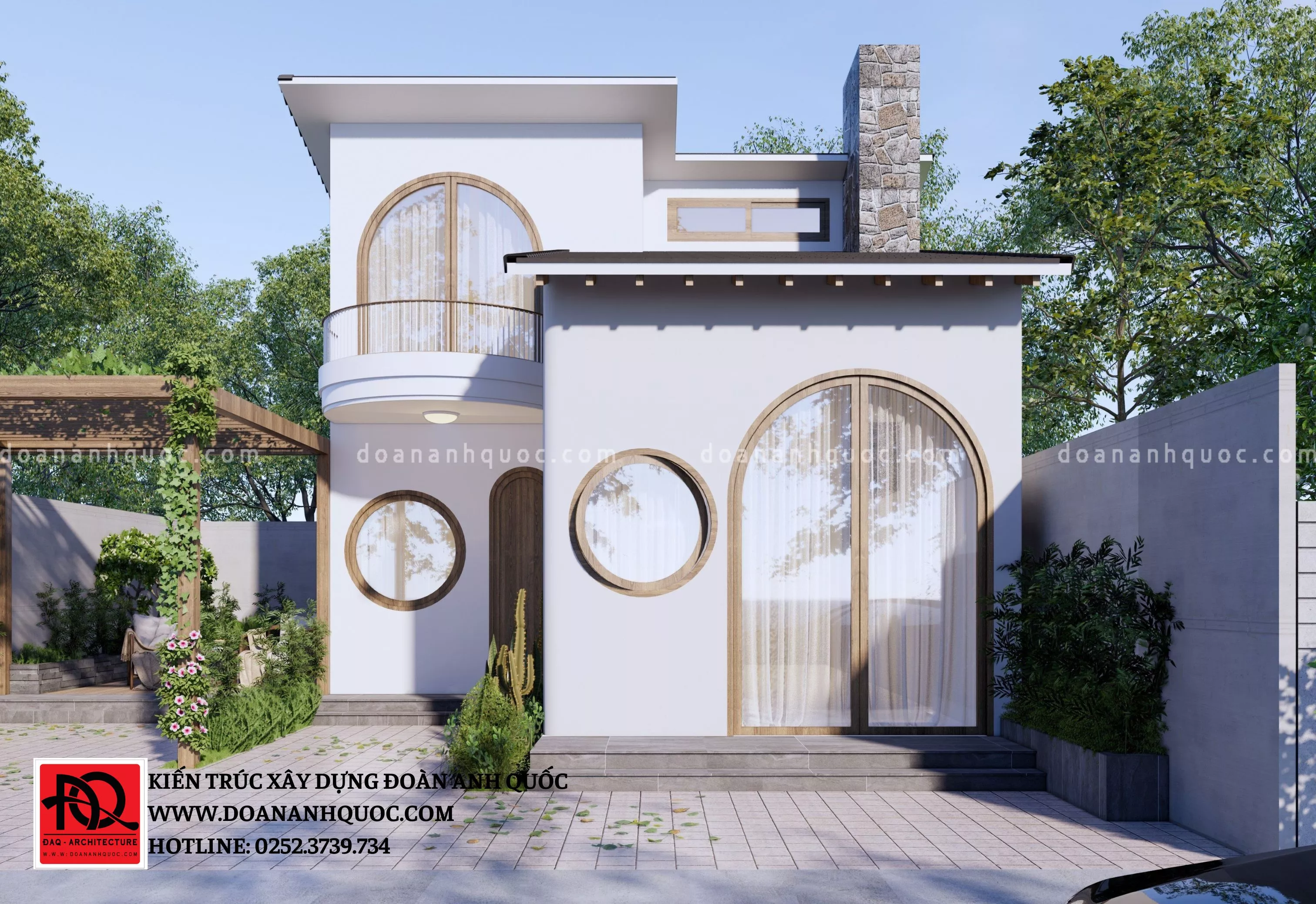 NHÀ CẤP 4 GÁC LỮNG TRẮNG VỚI CỬA VÒM TRÒN - SỰ KẾT HỢP TUYỆT VỜI
