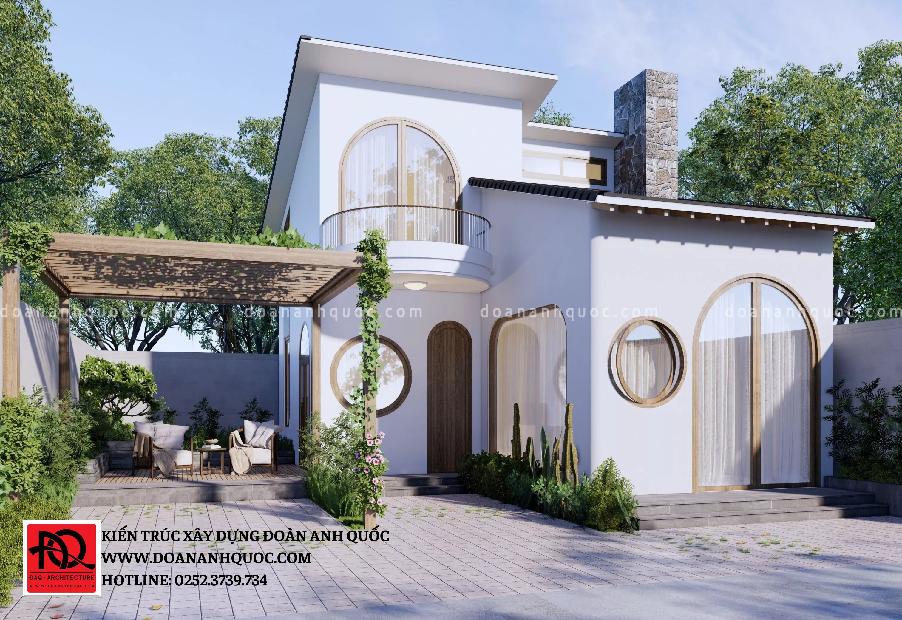 NHÀ CẤP 4 GÁC LỮNG TRẮNG VỚI CỬA VÒM TRÒN - SỰ KẾT HỢP TUYỆT VỜI